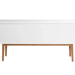 authentiques Buffet Scandinave Blanc Et Bois 2 Portes L160 Cm GILDA 15