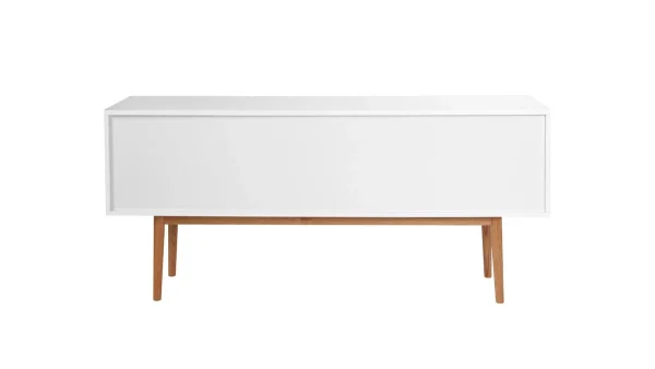 authentiques Buffet Scandinave Blanc Et Bois 2 Portes L160 Cm GILDA 4