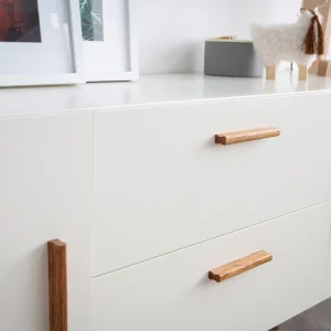 authentiques Buffet Scandinave Blanc Et Bois 2 Portes L160 Cm GILDA 23