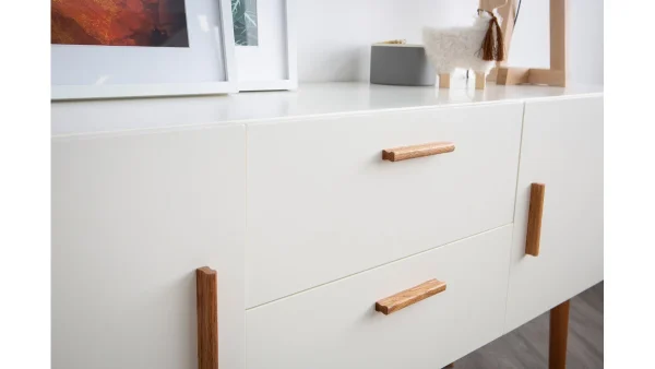 authentiques Buffet Scandinave Blanc Et Bois 2 Portes L160 Cm GILDA 8