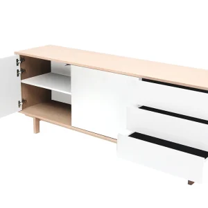 en france Buffet Scandinave Bois Et Blanc 2 Portes 3 Tiroirs L195cm SID 13