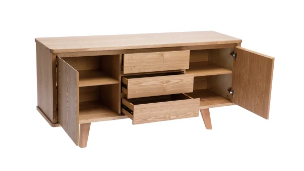 prix abordable Buffet Scandinave En Bois Clair 2 Portes 3 Tiroirs L160 Cm FIFTIES 4