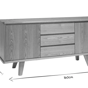 prix abordable Buffet Scandinave En Bois Clair 2 Portes 3 Tiroirs L160 Cm FIFTIES 28