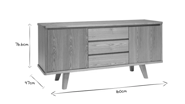 prix abordable Buffet Scandinave En Bois Clair 2 Portes 3 Tiroirs L160 Cm FIFTIES 10