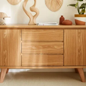 prix abordable Buffet Scandinave En Bois Clair 2 Portes 3 Tiroirs L160 Cm FIFTIES 26