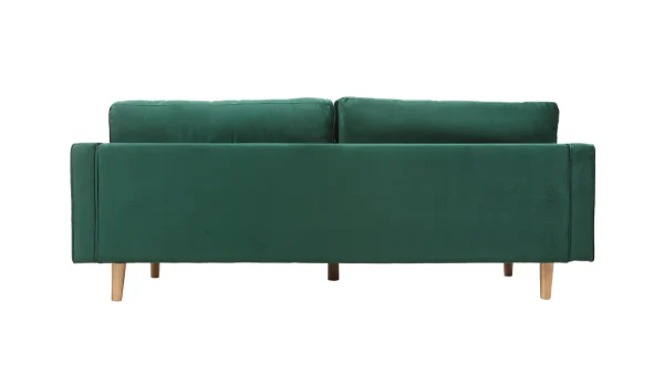 haute qualité Canapé 3-4 Places En Tissu Velours Vert émeraude Et Bois Clair IMPERIAL 4