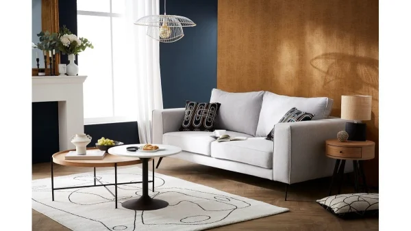 Canapé 4 Places En Tissu Gris Et Métal Noir OSMANN soldes luxe 7