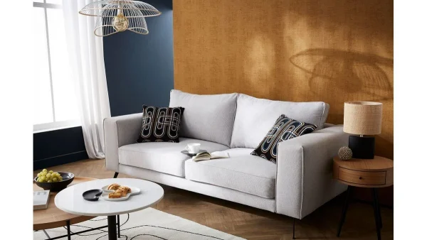 Canapé 4 Places En Tissu Gris Et Métal Noir OSMANN soldes luxe 8