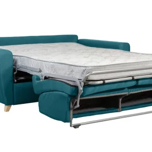 Canapé Convertible 2-3 Places En Tissu Bleu Canard Matelas L120 Cm 12 Cm GRAHAM 13