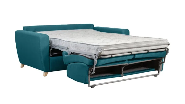 Canapé Convertible 2-3 Places En Tissu Bleu Canard Matelas L120 Cm 12 Cm GRAHAM 4