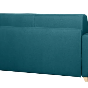 Canapé Convertible 2-3 Places En Tissu Bleu Canard Matelas L120 Cm 12 Cm GRAHAM 17