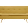 Canapé Convertible 3 Places En Tissu Effet Velours Jaune Moutarde Et Bois Clair SENSO online boutique 29