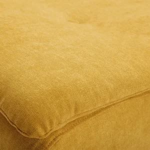 Canapé Convertible 3 Places En Tissu Effet Velours Jaune Moutarde Et Bois Clair SENSO 20