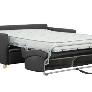 Canapé Convertible 3 Places En Tissu Gris Anthracite Et Bois Clair Avec Matelas 12 Cm SKANDY styles dernier cri 12