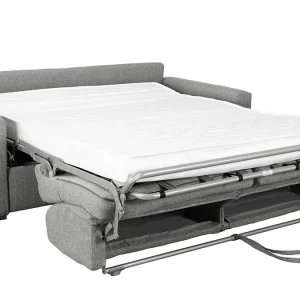 Canapé Convertible 3 Places En Tissu Gris Avec Matelas 12 Cm DOME marque pas cher en ligne 15