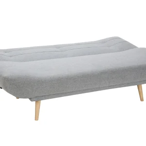 Canapé Convertible 3 Places En Tissu Gris Clair Et Bois Clair FAGUO 13