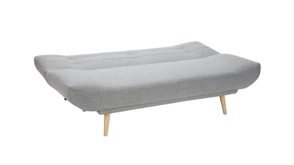 Canapé Convertible 3 Places En Tissu Gris Clair Et Bois Clair FAGUO 4