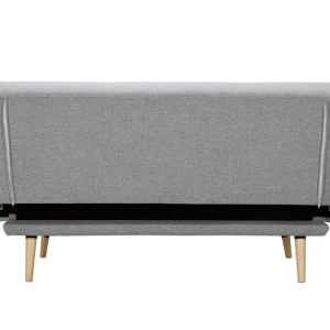 Canapé Convertible 3 Places En Tissu Gris Clair Et Bois Clair FAGUO 17