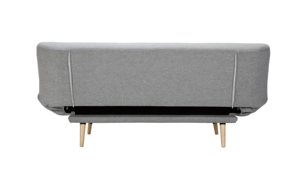 Canapé Convertible 3 Places En Tissu Gris Clair Et Bois Clair FAGUO 6