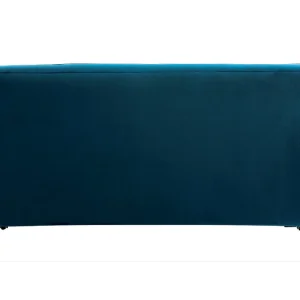 meilleur service Canapé Convertible 3 Places En Tissu Velours Bleu Paon Et Bois Clair Avec Matelas 9 Cm CIGALE 16