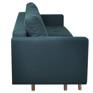 Canapé Convertible Avec Coffre 3 Places En Tissu Bleu Paon Et Bois Clair MIRA 17