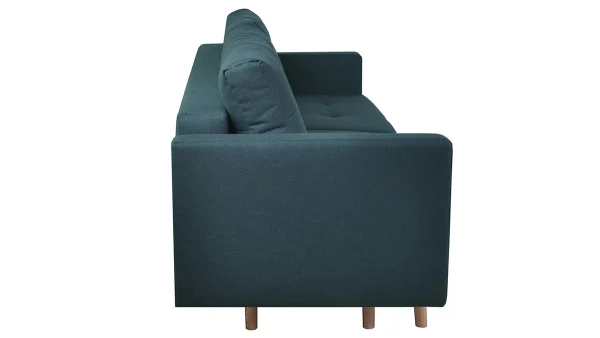 Canapé Convertible Avec Coffre 3 Places En Tissu Bleu Paon Et Bois Clair MIRA 5