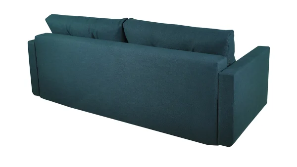 Couleurs variées Canapé Convertible Avec Coffre 3 Places En Tissu Bleu Paon Et Bois Clair MIRA 6