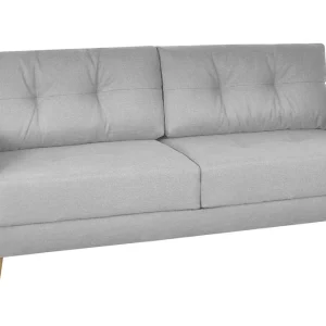 excellents soldes Canapé Convertible Avec Coffre 3 Places En Tissu Gris Clair Et Bois Clair MIRA 14