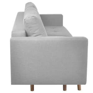 excellents soldes Canapé Convertible Avec Coffre 3 Places En Tissu Gris Clair Et Bois Clair MIRA 18