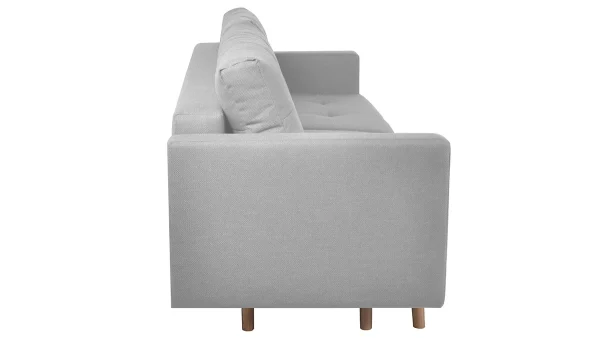 excellents soldes Canapé Convertible Avec Coffre 3 Places En Tissu Gris Clair Et Bois Clair MIRA 5