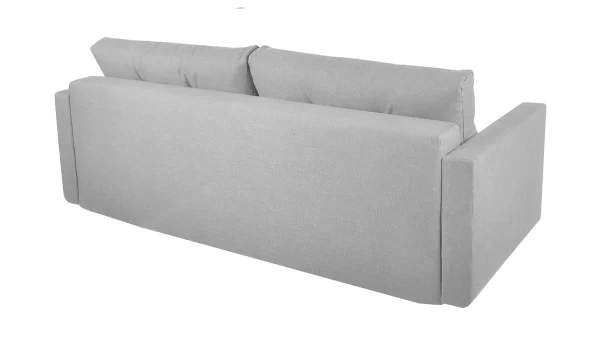 Canapé Convertible Avec Coffre 3 Places En Tissu Gris Clair Et Bois Clair MIRA 6