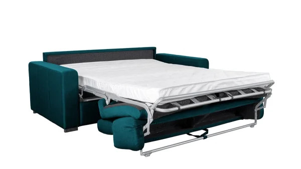 guranteed de qualité Canapé Convertible Avec Têtières Ajustables 3 Places En Tissu Bleu Canard Avec Matelas 12 Cm NORO 6