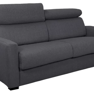 Canapé Convertible Avec Têtières Ajustables 3 Places En Tissu Effet Velours Gris Anthracite Avec Matelas 12 Cm NORO 14