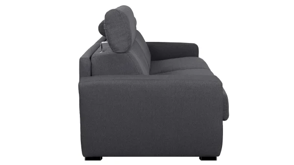 Canapé Convertible Avec Têtières Ajustables 3 Places En Tissu Effet Velours Gris Anthracite Avec Matelas 12 Cm NORO mode 5