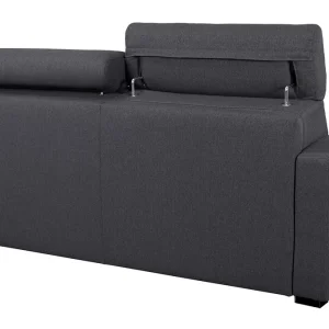 Canapé Convertible Avec Têtières Ajustables 3 Places En Tissu Effet Velours Gris Anthracite Avec Matelas 12 Cm NORO mode 18