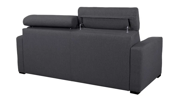 Canapé Convertible Avec Têtières Ajustables 3 Places En Tissu Effet Velours Gris Anthracite Avec Matelas 12 Cm NORO mode 6