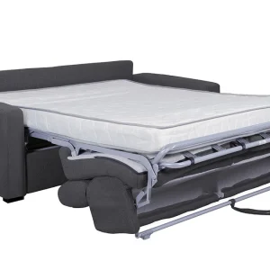 Canapé Convertible Avec Têtières Ajustables 3 Places En Tissu Effet Velours Gris Anthracite Avec Matelas 12 Cm NORO mode 20