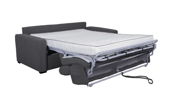 Canapé Convertible Avec Têtières Ajustables 3 Places En Tissu Effet Velours Gris Anthracite Avec Matelas 12 Cm NORO 7