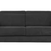 Les achats en ligne Canapé Convertible Avec Têtières Ajustables 3 Places En Tissu Effet Velours Gris Anthracite Et Bois Clair Avec Matelas 13 Cm GOYA 26