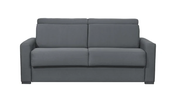 grande marque pas cher Canapé Convertible Avec Têtières Ajustables 3 Places En Tissu Gris Anthracite Avec Matelas 18 Cm NORO 1