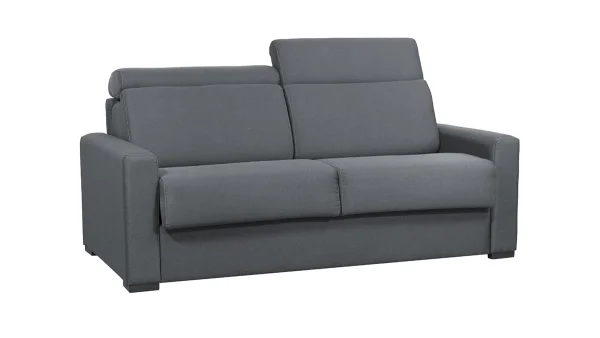 grande marque pas cher Canapé Convertible Avec Têtières Ajustables 3 Places En Tissu Gris Anthracite Avec Matelas 18 Cm NORO 3