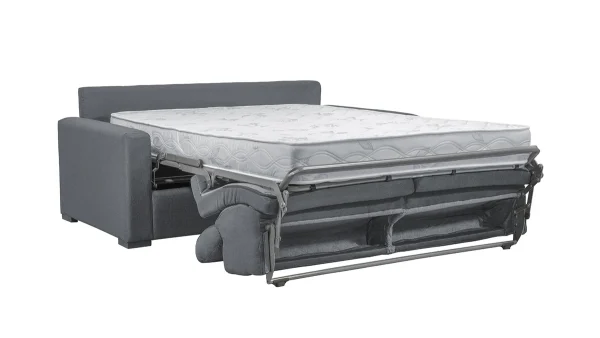 Retour Gratuit Canapé Convertible Avec Têtières Ajustables 3 Places En Tissu Gris Anthracite Avec Matelas 18 Cm NORO 4