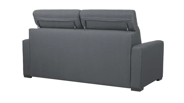 grande marque pas cher Canapé Convertible Avec Têtières Ajustables 3 Places En Tissu Gris Anthracite Avec Matelas 18 Cm NORO 6