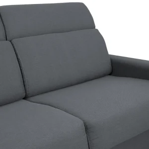 grande marque pas cher Canapé Convertible Avec Têtières Ajustables 3 Places En Tissu Gris Anthracite Avec Matelas 18 Cm NORO 19