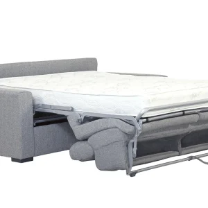 Canapé Convertible Avec Têtières Ajustables 3 Places En Tissu Gris Clair Avec Matelas 18 Cm NORO belle 13