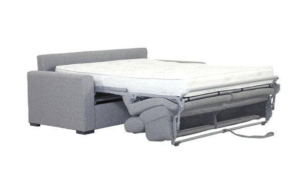 Canapé Convertible Avec Têtières Ajustables 3 Places En Tissu Gris Clair Avec Matelas 18 Cm NORO belle 4