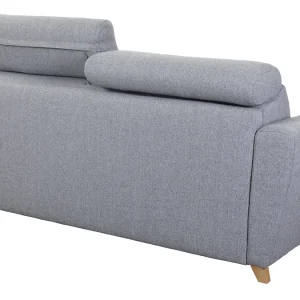 à prix imbattables Canapé Convertible Avec Têtières Ajustables 3 Places En Tissu Gris Et Bois Clair Avec Matelas 13 Cm GOYA 17