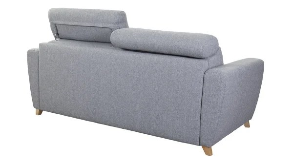 à prix imbattables Canapé Convertible Avec Têtières Ajustables 3 Places En Tissu Gris Et Bois Clair Avec Matelas 13 Cm GOYA 6