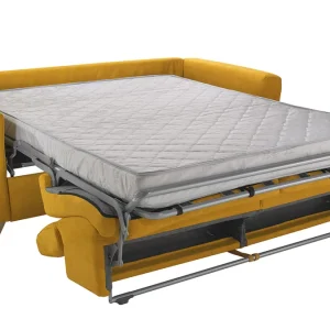 Canapé Convertible Avec Têtières Ajustables 3 Places En Tissu Jaune Avec Matelas 13 Cm GOYA france 13