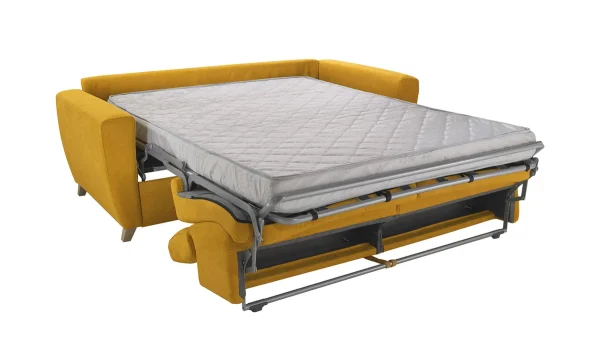 Canapé Convertible Avec Têtières Ajustables 3 Places En Tissu Jaune Avec Matelas 13 Cm GOYA france 5